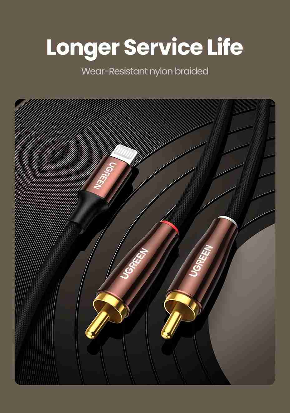 Cable Lightning a RCA MFi Ugreen