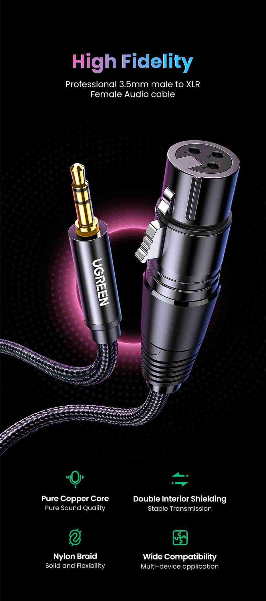 Adaptador 3.5mm a XLR 2m Ugreen