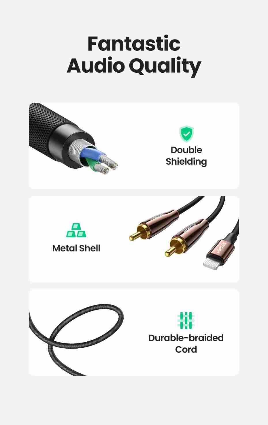 Cable Lightning a RCA MFi Ugreen