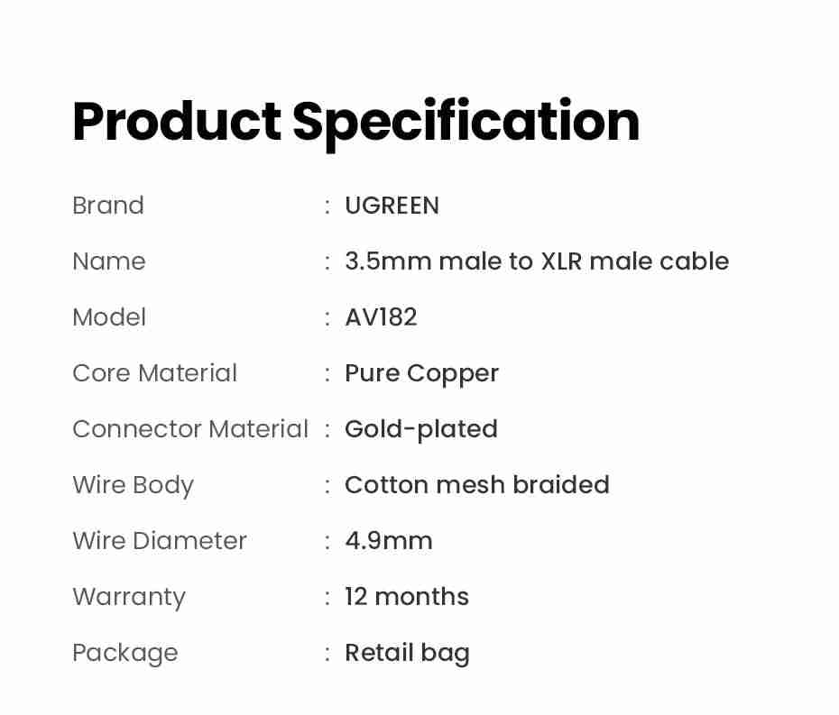 Adaptador 3.5mm a XLR 2m Ugreen