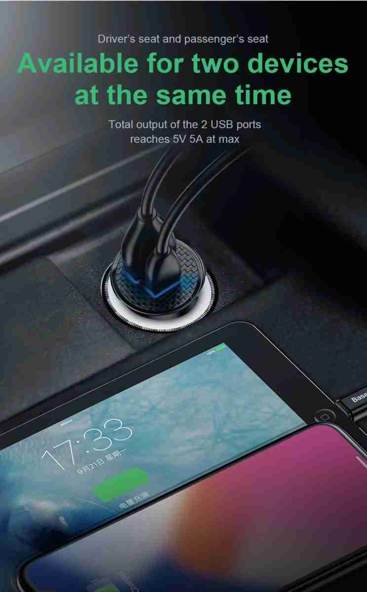 Cargador para Auto USB-C + USB-A 30w Baseus