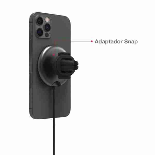 Soporte para auto Snap+ Wireless Vent Mount con cargador inalámbrico y MagSafe Mophie