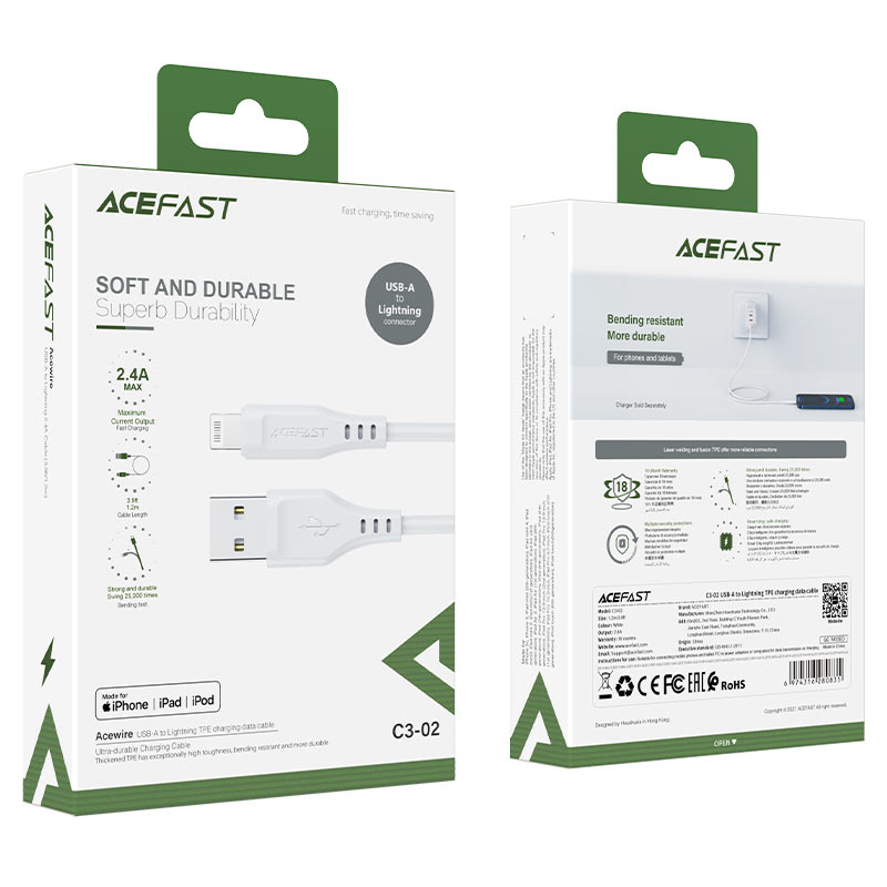 Cable USB-A a Lightning MFi 1,2m AceFast