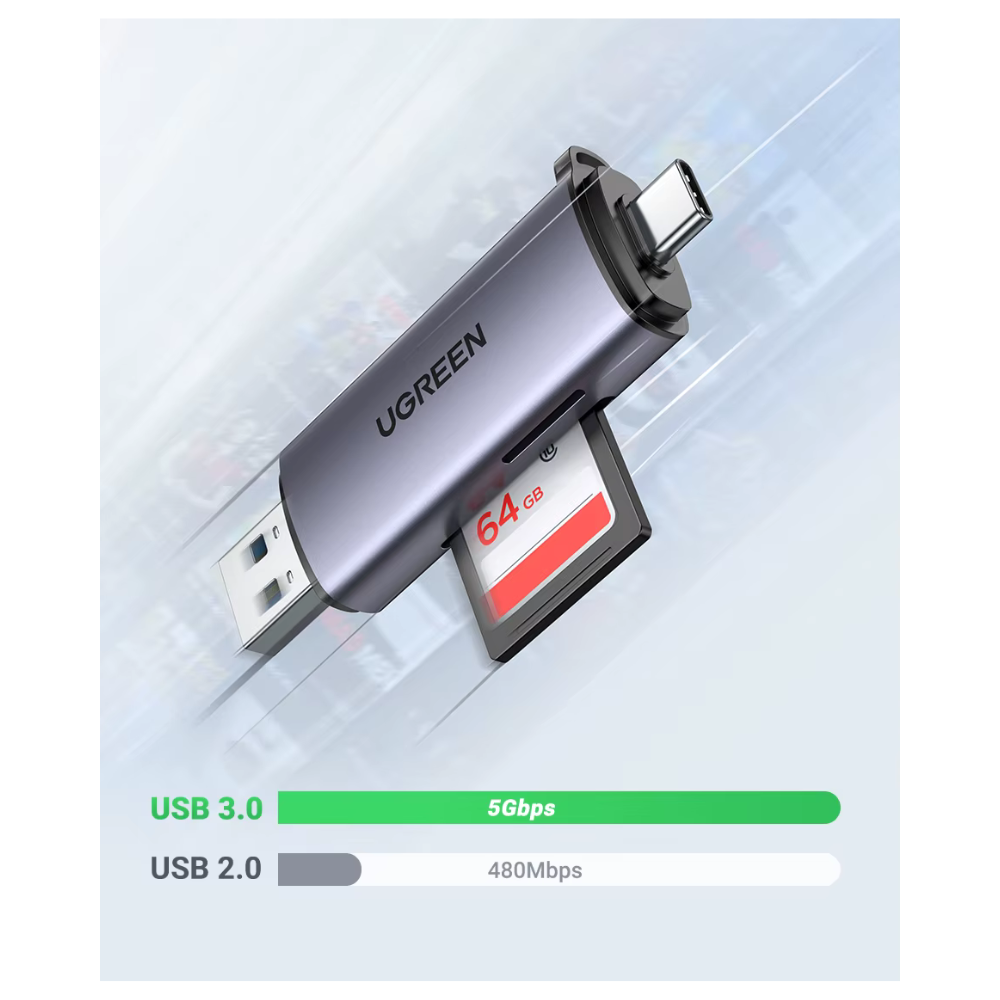 Adaptador USB-C/USB-A 3.0 a Tarjeta SD/MicroSD Ugreen