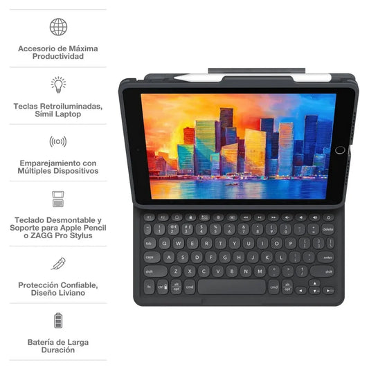 Funda con teclado Pro Keys para iPad 10.2´ Inglés Zagg