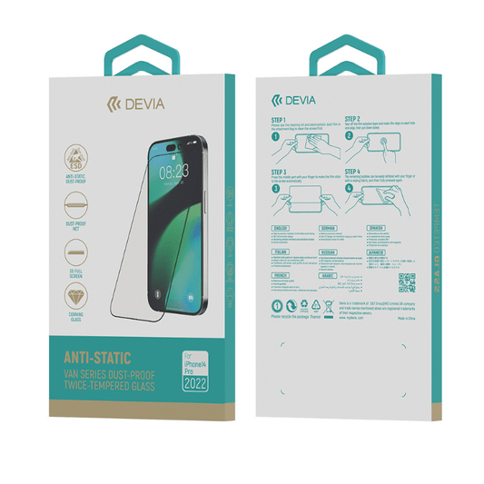 Lámina de Vidrio Completa para iPhone 13/iPhone 13 Pro/iPhone 14 Devia