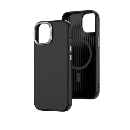 Funda Vegan Leather con Magsafe negro para iPhone 15 Pro Max WIWU