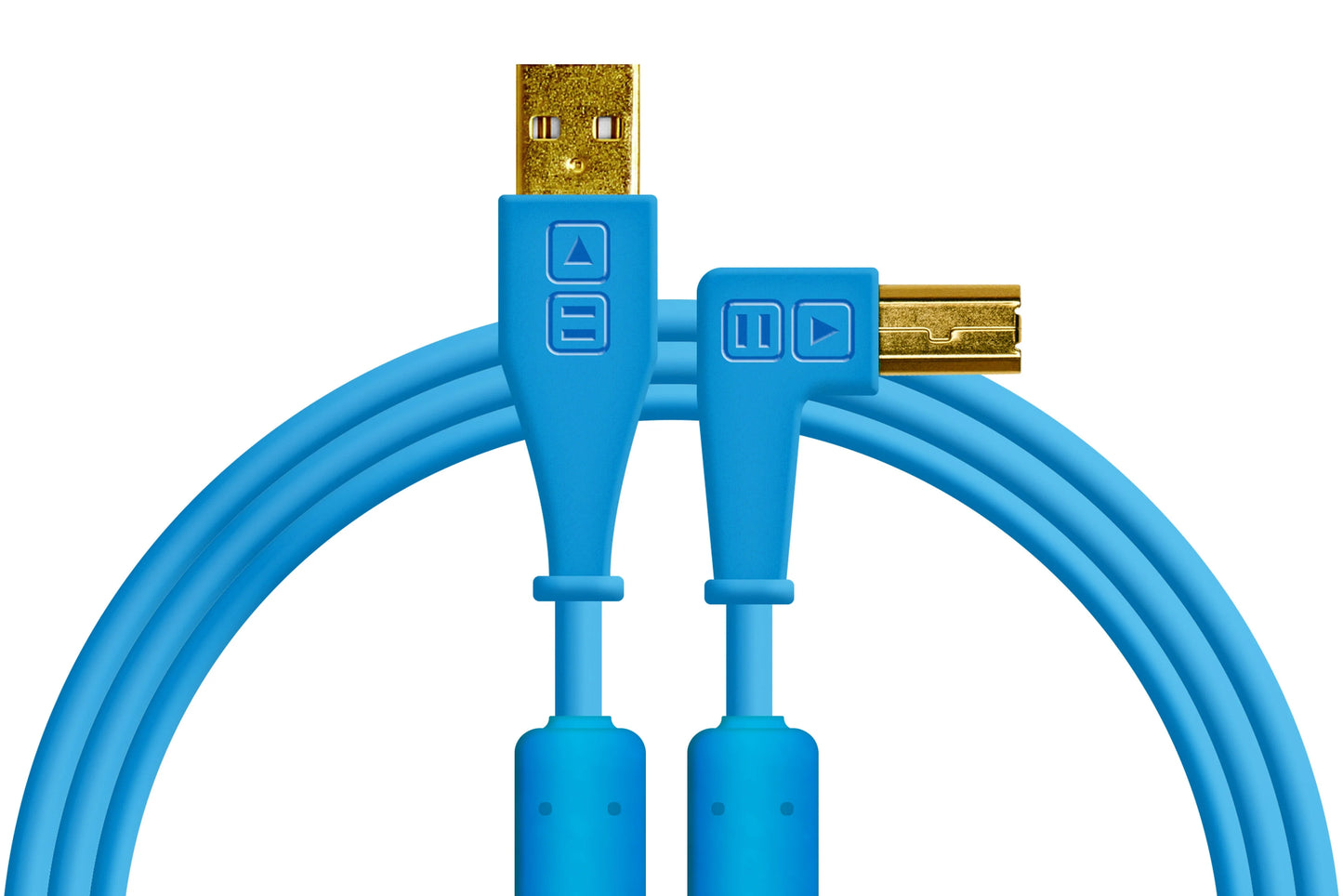 Cable USB-A a USB-B 1.5 Metros angulo Celeste Chroma DJTechtools