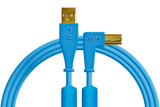 Cable USB-A a USB-B 1.5 Metros angulo Celeste Chroma DJTechtools