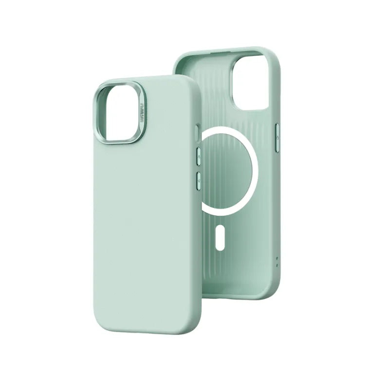 Funda Vegan Leather con Magsafe verde agua para iPhone 15 Pro WIWU